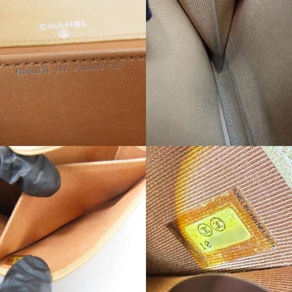 CHANEL Beige Lambskin Leather Logo Wallet - Picture 9 of 11